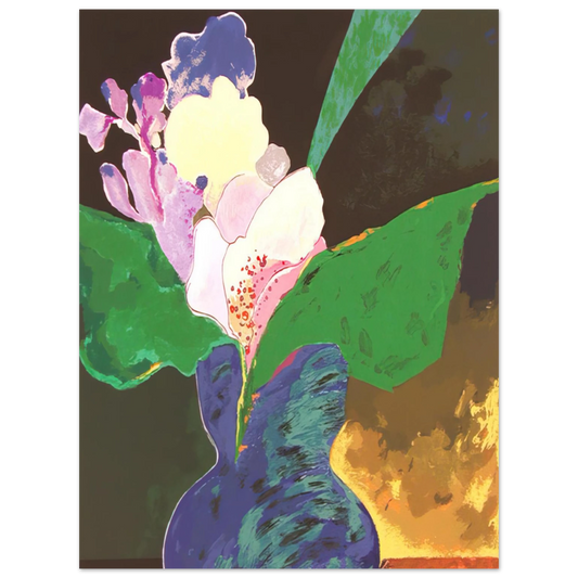 Aldemir Martins - Blue Vase With Flowers - 2002  75x100 cm / 30x40inches Fine Art Poster