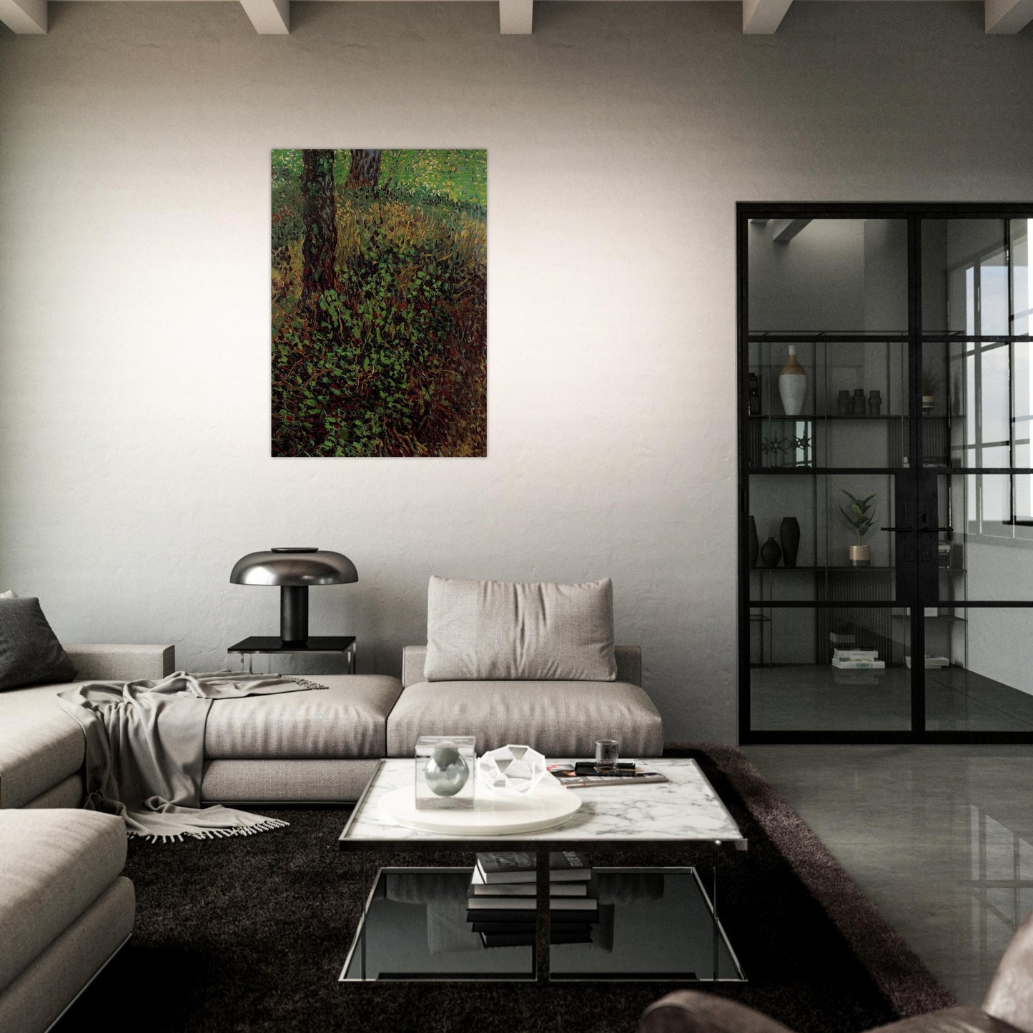 Undergrowth - Vincent van Gogh Brushed Aluminum Print - 70x100 cm / 28x40 inches | Vincent van Gogh Aluminum Print | Vincent van Gogh Prints