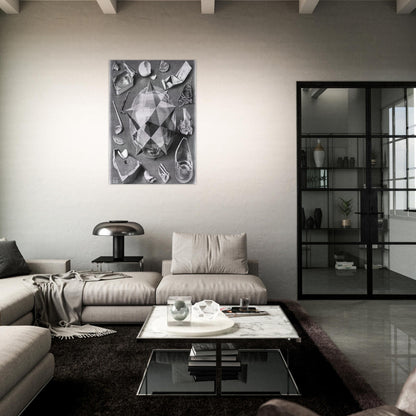 CONTRAST ORDER AND CHAOS - MC Escher Brushed Aluminum Print - 70x100 cm / 28x40 inches | MC Escher Aluminum Print | MC Escher Prints