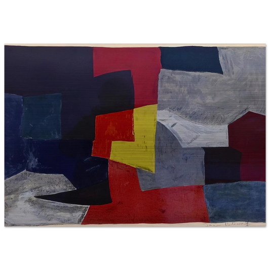 Composition grise, rouge et jaune - 1960 - Serge Poliakoff Brushed Aluminum Print - 70x100 cm / 28x40 inches | Serge Poliakoff Aluminum Print | Serge Poliakoff Prints