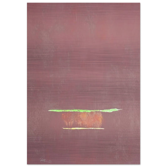 Purple Color Field with Two Green Lines - Color Field Painting - Theodoros Stamos Brushed Aluminum Print - 70x100 cm / 28x40 inches | Theodoros Stamos Aluminum Print | Theodoros Stamos Prints
