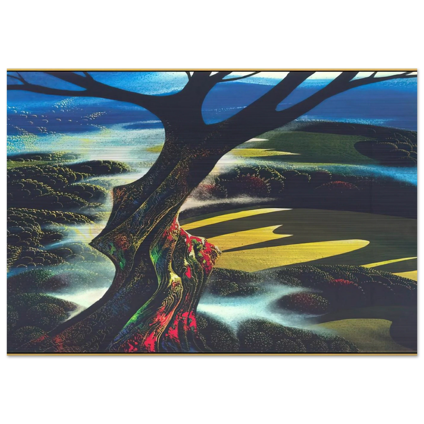 Autumn Shadows - Eyvind Earle Brushed Aluminum Print - 70x100 cm / 28x40 inches | Eyvind Earle Aluminum Print | Eyvind Earle Prints