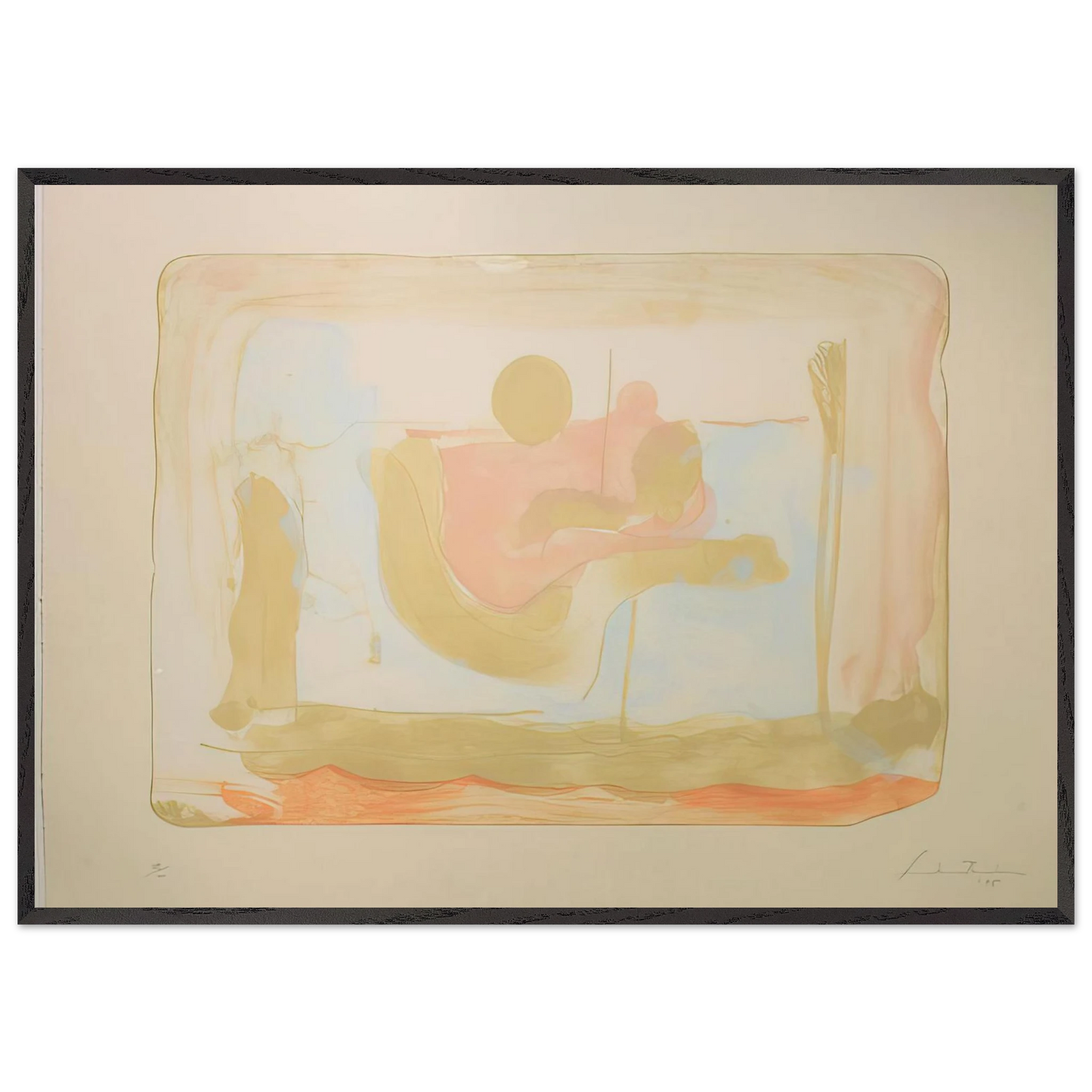 Helen Frankenthaler - Reflections I - 1995 Wall art - 15x20 cm / 6x8 inches - Premium Wooden Framed Poster With Fine Art Paper-canvas - Black frame