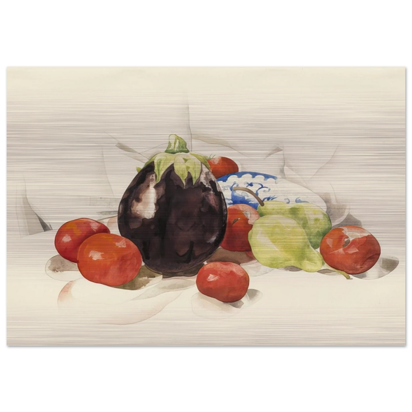 Eggplant and Tomatoes - 1926 - Charles Demuth Brushed Aluminum Print - 70x100 cm / 28x40 inches | Charles Demuth Aluminum Print | Charles Demuth Prints