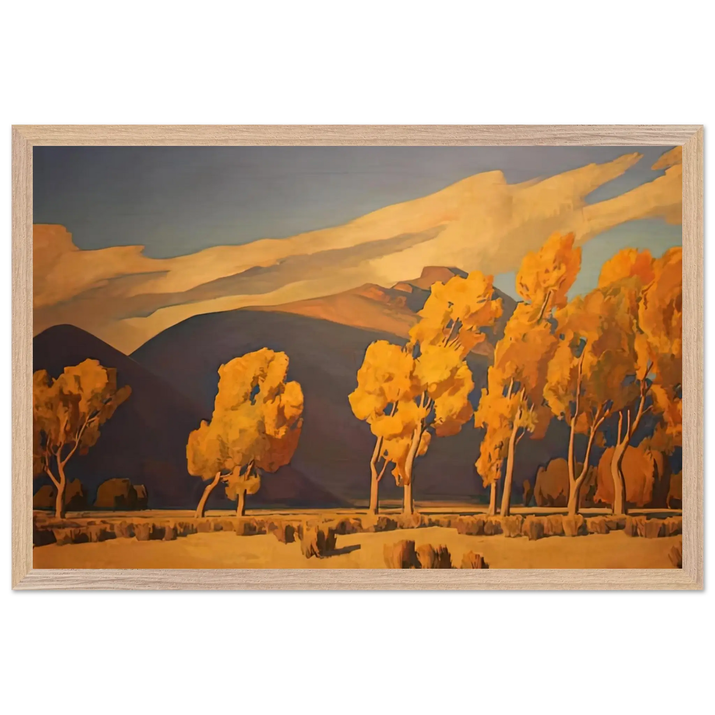 Maynard Dixon - NOVEMBER IN NEVADA 1935 Wall art - 28x43  cm / XL (11x17 Inches) - Premium Wooden Framed Poster With Fine Art Paper - White frame