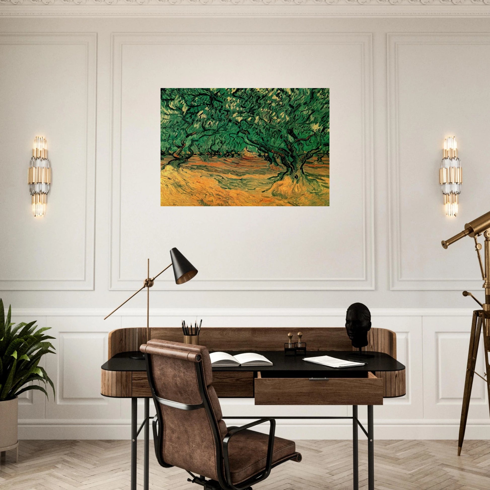 Olive Trees - Vincent van Gogh Brushed Aluminum Print - 70x100 cm / 28x40 inches | Vincent van Gogh Aluminum Print | Vincent van Gogh Prints