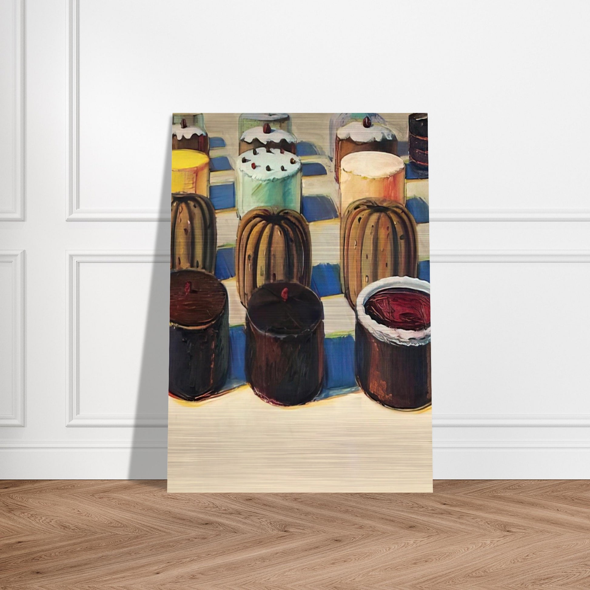 Various Cakes - 1981 - Wayne Thiebaud Brushed Aluminum Print - 70x100 cm / 28x40 inches | Wayne Thiebaud Aluminum Print | Wayne Thiebaud Prints