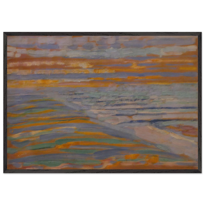 View from the Dunes with Beach and Piers - Piet Mondrian 70x100 cm / 28x40 inches Framed Art Print – Black Wooden Frame