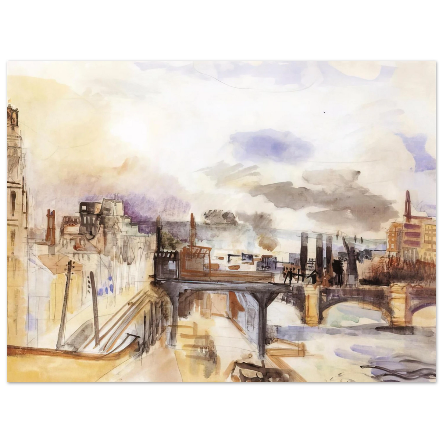 Raoul Dufy - PARISIAN BRIDGE 1922  75x100 cm / 30x40inches Fine Art Poster