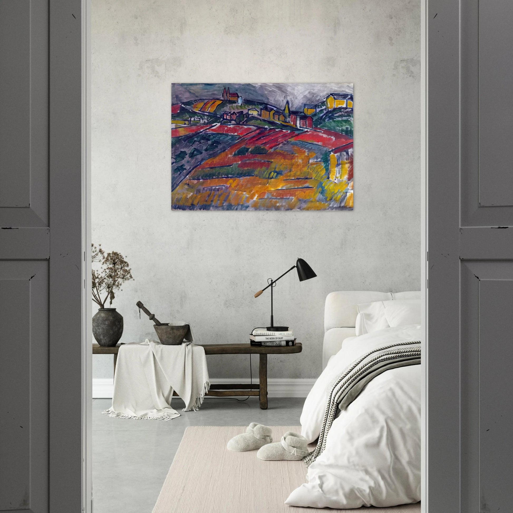 LANDSCAPE WITH RED AND YELLOW - Raoul Dufy Brushed Aluminum Print - 70x100 cm / 28x40 inches | Raoul Dufy Aluminum Print | Raoul Dufy Prints
