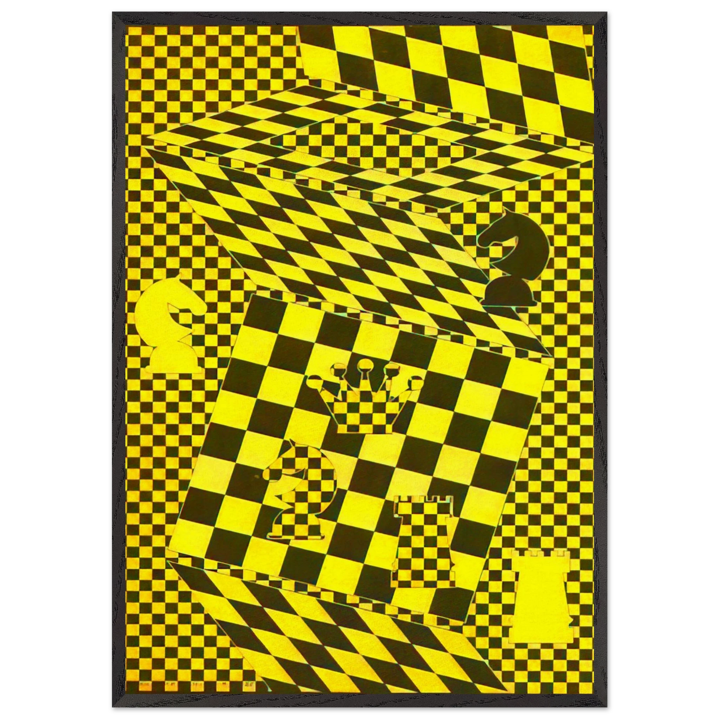 The Chess Board - Victor Vasarely 70x100 cm / 28x40 inches Framed Art Print – Black Wooden Frame