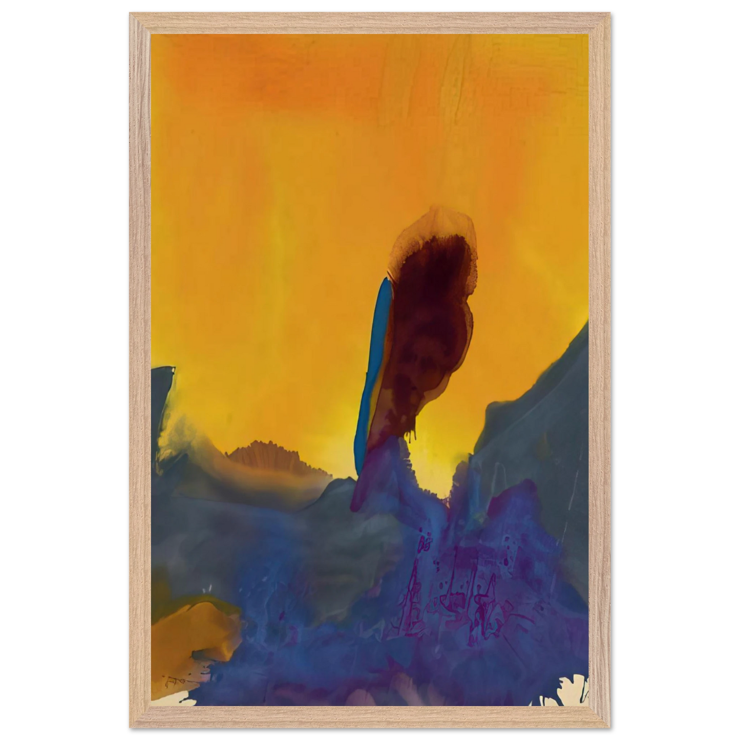 Helen Frankenthaler - Glow II - 1968 Wall art - 15x20 cm / 6x8 inches - Premium Wooden Framed Poster With Fine Art Paper-canvas - Black frame