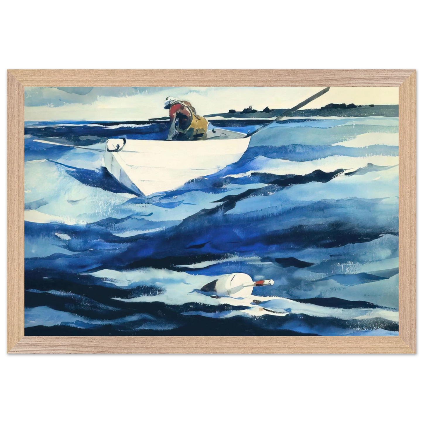 Andrew Wyeth - THE LOBSTERMAN Wall Art - 30x40 cm / 12x16 inches - Premium Wooden Framed Poster With Fine Art Paper-canvas - Wood frame