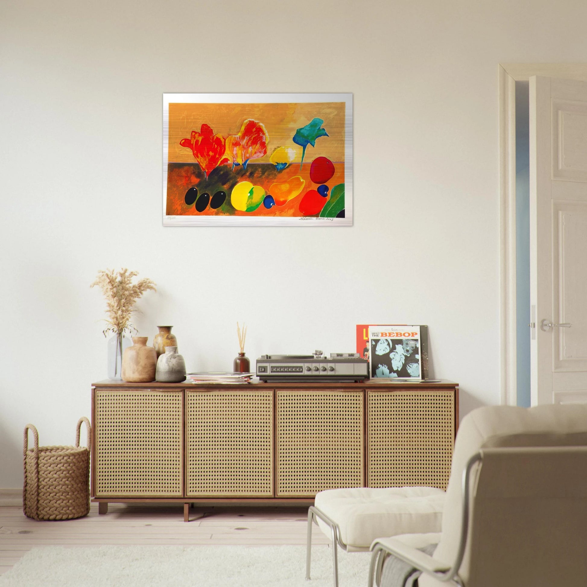Flores e Frutas - 2003 - Aldemir Martins Brushed Aluminum Print - 70x100 cm / 28x40 inches | Aldemir Martins Aluminum Print | Aldemir Martins Prints