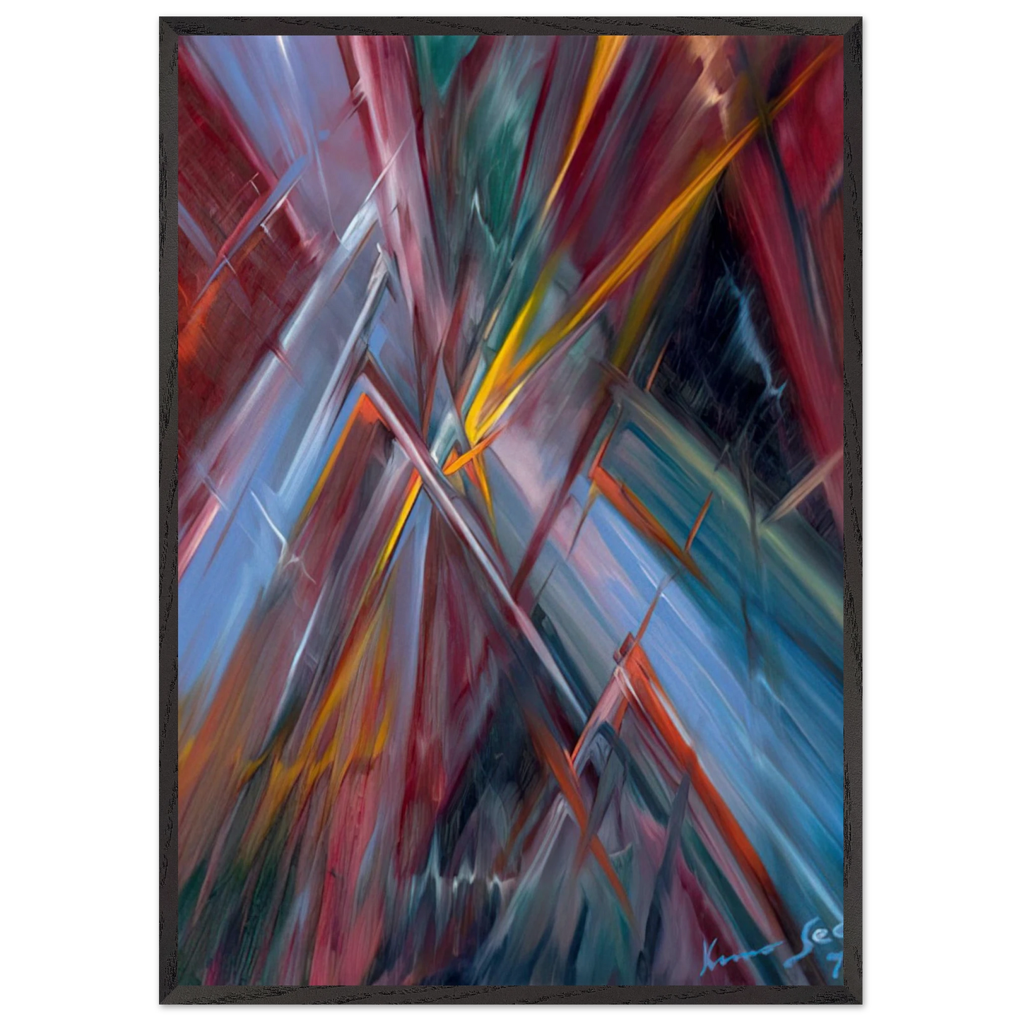 Colorful Flashes - Konrad Zuse 70x100 cm / 28x40 inches Framed Art Print – Black Wooden Frame