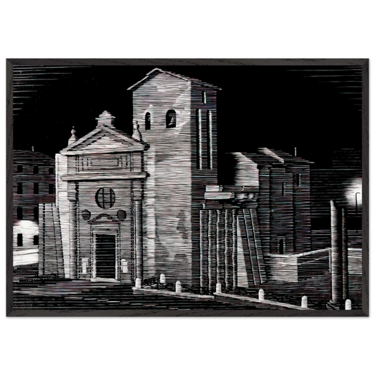 NOCTURNAL ROME - MC Escher 70x100 cm / 28x40 inches Framed Art Print – Black Wooden Frame | Maurits Cornelis Escher Prints