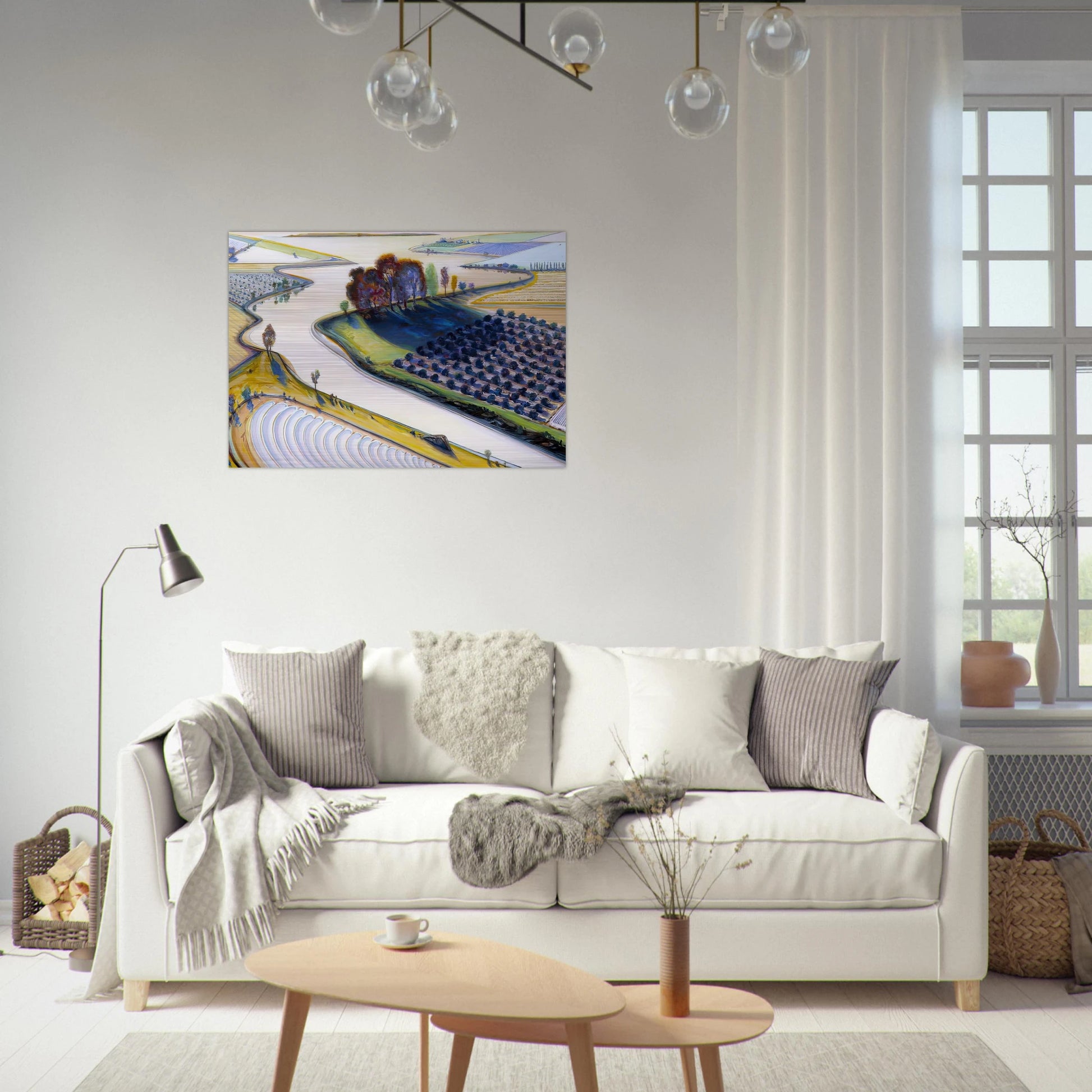 Flatland River - 1997 - Wayne Thiebaud Brushed Aluminum Print - 70x100 cm / 28x40 inches | Wayne Thiebaud Aluminum Print | Wayne Thiebaud Prints