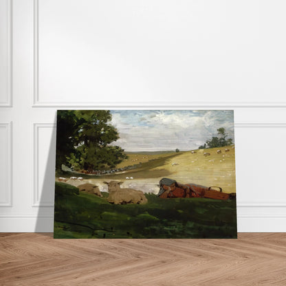 WARM AFTERNOON SHEPHERDESS - Winslow Homer Brushed Aluminum Print - 70x100 cm / 28x40 inches | Winslow Homer Aluminum Print | Winslow Homer Prints
