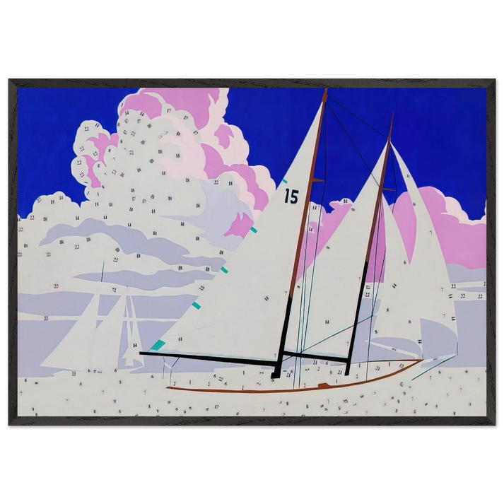 Do It Yourself  Sailboats  - Andy Warhol 70x100 cm / 28x40 inches Framed Art Print – Black Wooden Frame