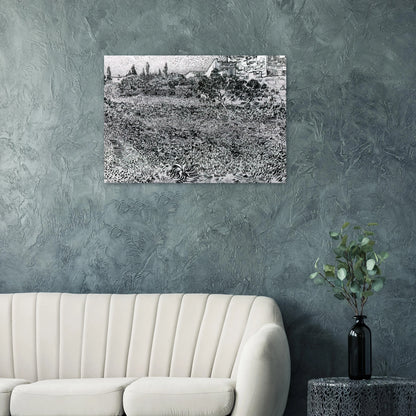 Garden with Flowers - Vincent van Gogh Brushed Aluminum Print - 70x100 cm / 28x40 inches | Vincent van Gogh Aluminum Print | Vincent van Gogh Prints