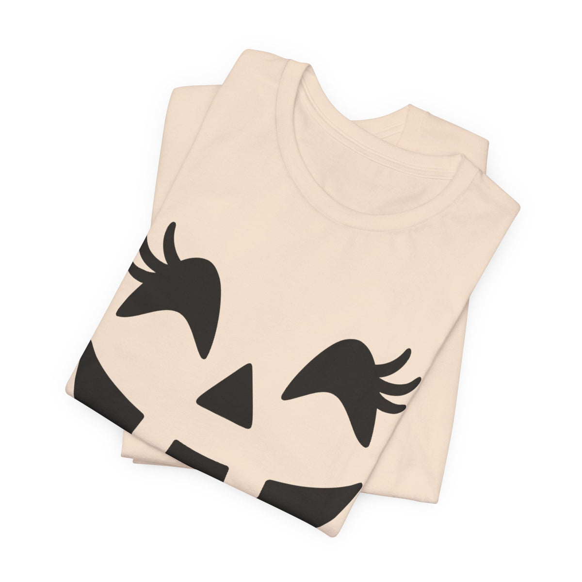 Jack O'Lantern Gesicht Kürbis Wimpern Halloween Damen Mädchen T-Shirt