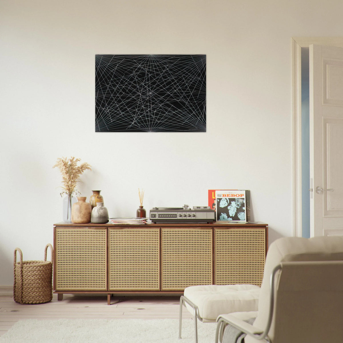 Lines From Corners, Sides  the Centre, to Points on a Grid - Sol LeWitt Brushed Aluminum Print - 70x100 cm / 28x40 inches | Sol LeWitt Aluminum Print | Sol LeWitt Prints