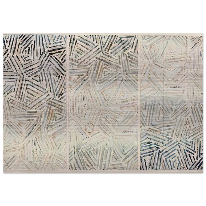 BETWEEN THE CLOCK AND THE BED 1989 - Jasper Johns Brushed Aluminum Print - 70x100 cm / 28x40 inches | Jasper Johns Aluminum Print | Jasper Johns Prints