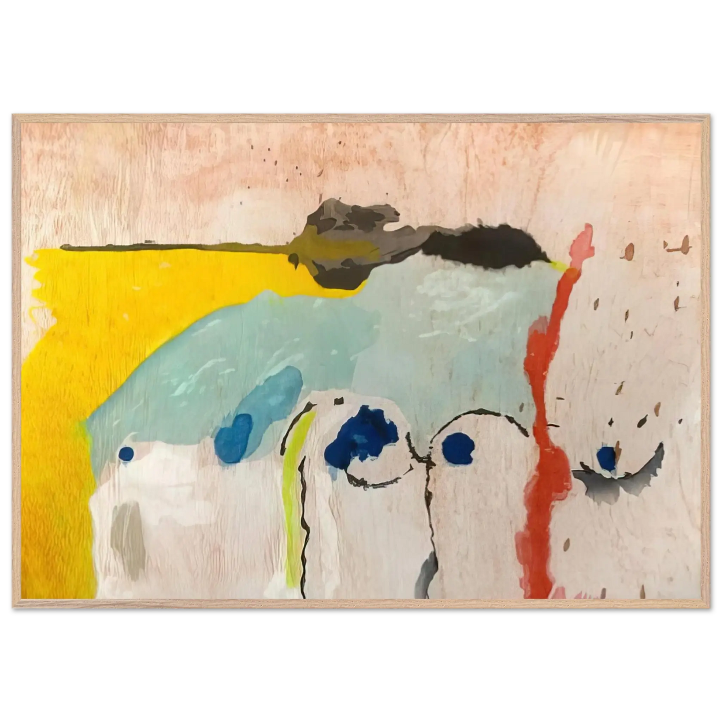 Helen Frankenthaler - Tales of Genji I - 1998 Wall art - 13x18 cm / 5x7 Inches - Premium Wooden Framed Poster With Fine Art Paper - Black frame