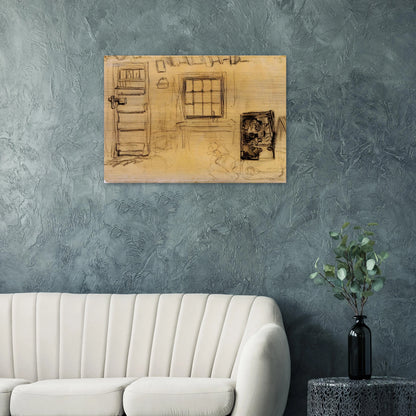 Studies of the Interior of a Cottage, and a Sketch of The Potato Eaters - Vincent van Gogh Brushed Aluminum Print - 70x100 cm / 28x40 inches | Vincent van Gogh Aluminum Print | Vincent van Gogh Prints