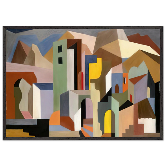 ARCHITECTURAL FORM OF FUTURE IDEAL LANDSCAPE 1921 - Enrico Prampolini 70x100 cm / 28x40 inches Framed Art Print – Black Wooden Frame