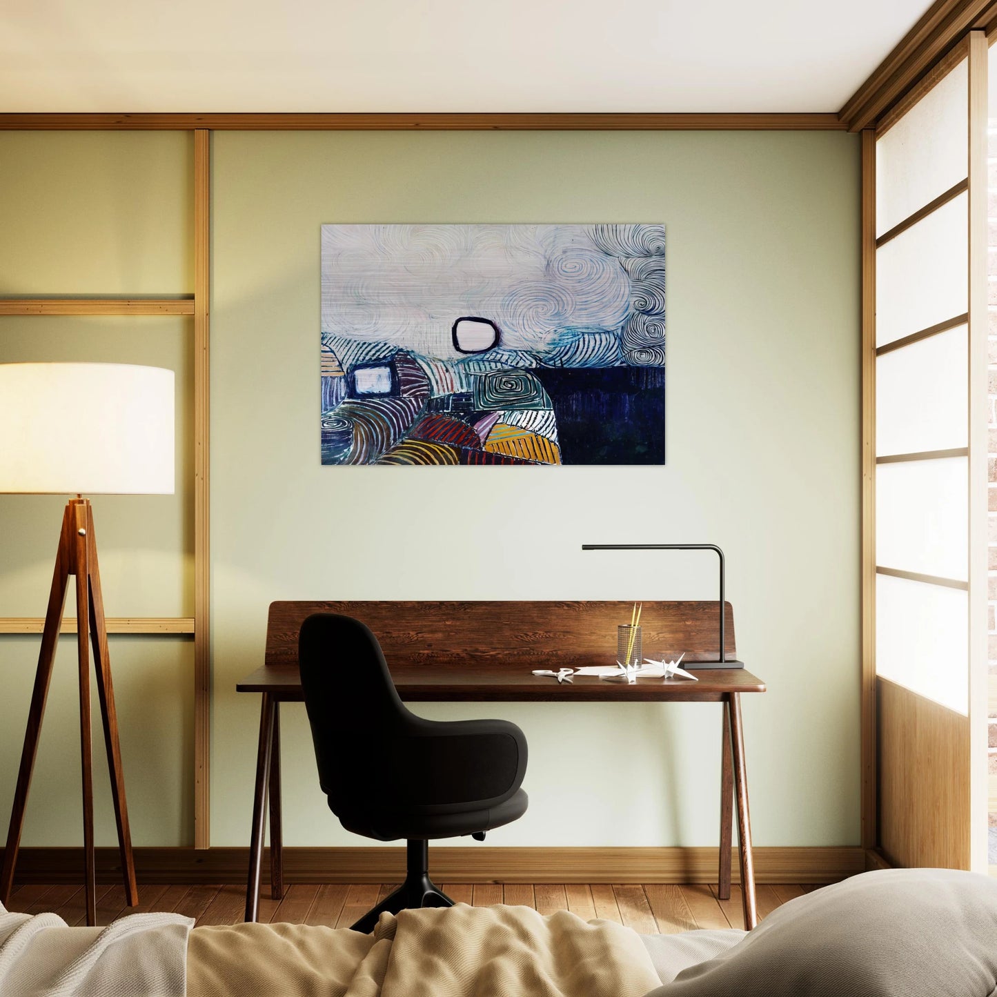 SPIRAL DEVELOPMENT IN GREEN VIOLET BLUE GOLD 1951 - Victor Pasmore Brushed Aluminum Print - 70x100 cm / 28x40 inches | Victor Pasmore Aluminum Print | Victor Pasmore Prints