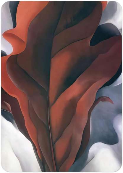 Large Dark Red Leaves on White By Georgia O'Keeffe Pack of 10 Post Cards | Georgia O'Keeffe Post Cards | A6 (10.5 x 14.8 cm) - 4.1 x 5.8 inches