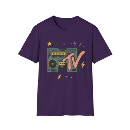 Retro MTV Vintage Leopardenmuster Musikfernsehen Grafik T-Shirt 80er 90er Throwback Unisex Band Shirt Animal Print Rock Style T-Shirt