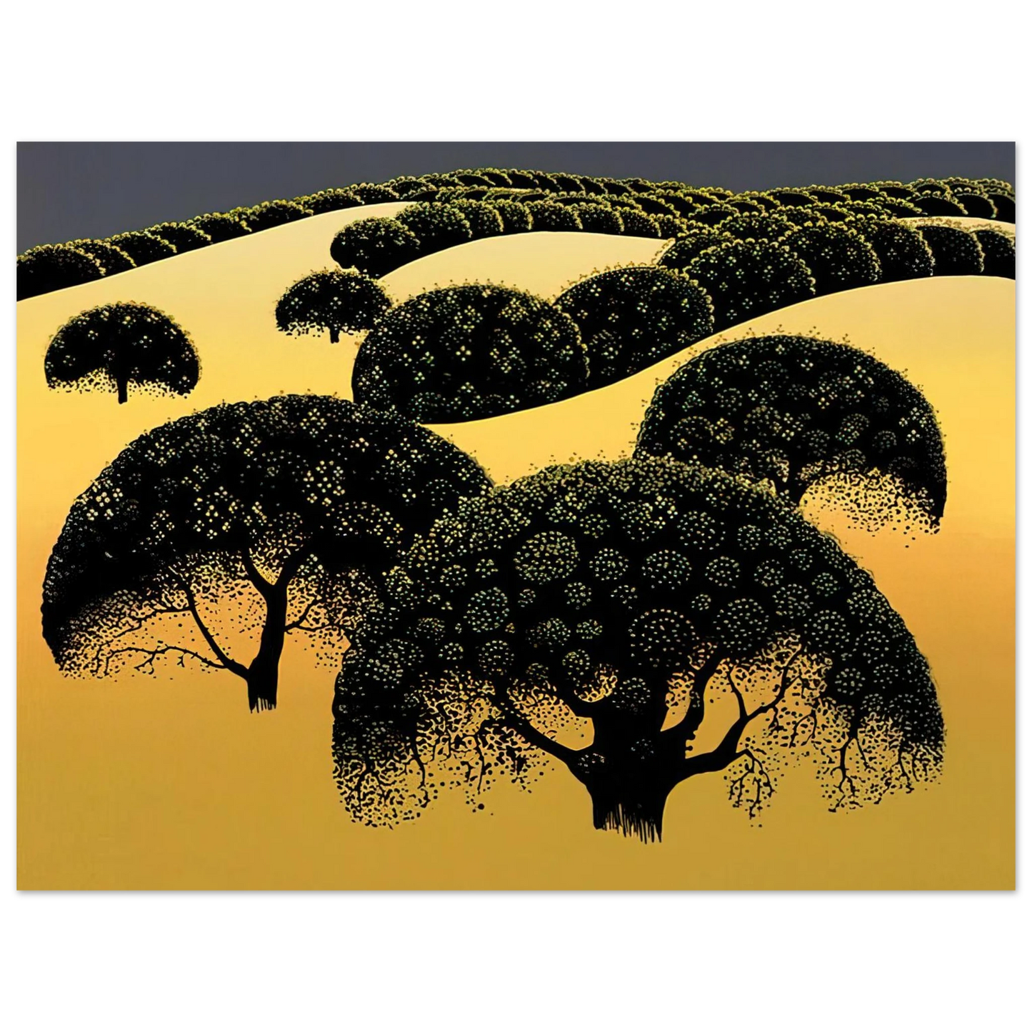 Eyvind Earle - Santa Ynez Oaks  75x100 cm / 30x40inches Fine Art Poster