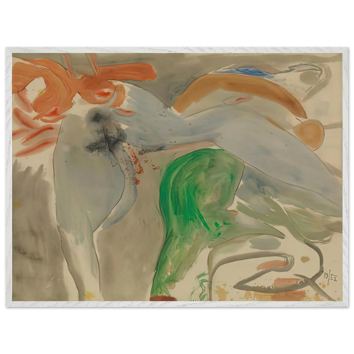 Helen Frankenthaler - Scene with Nude, 1952- Wall Art - 30x40 cm / 12x16 inches - Fine Art Poster-canvas - -