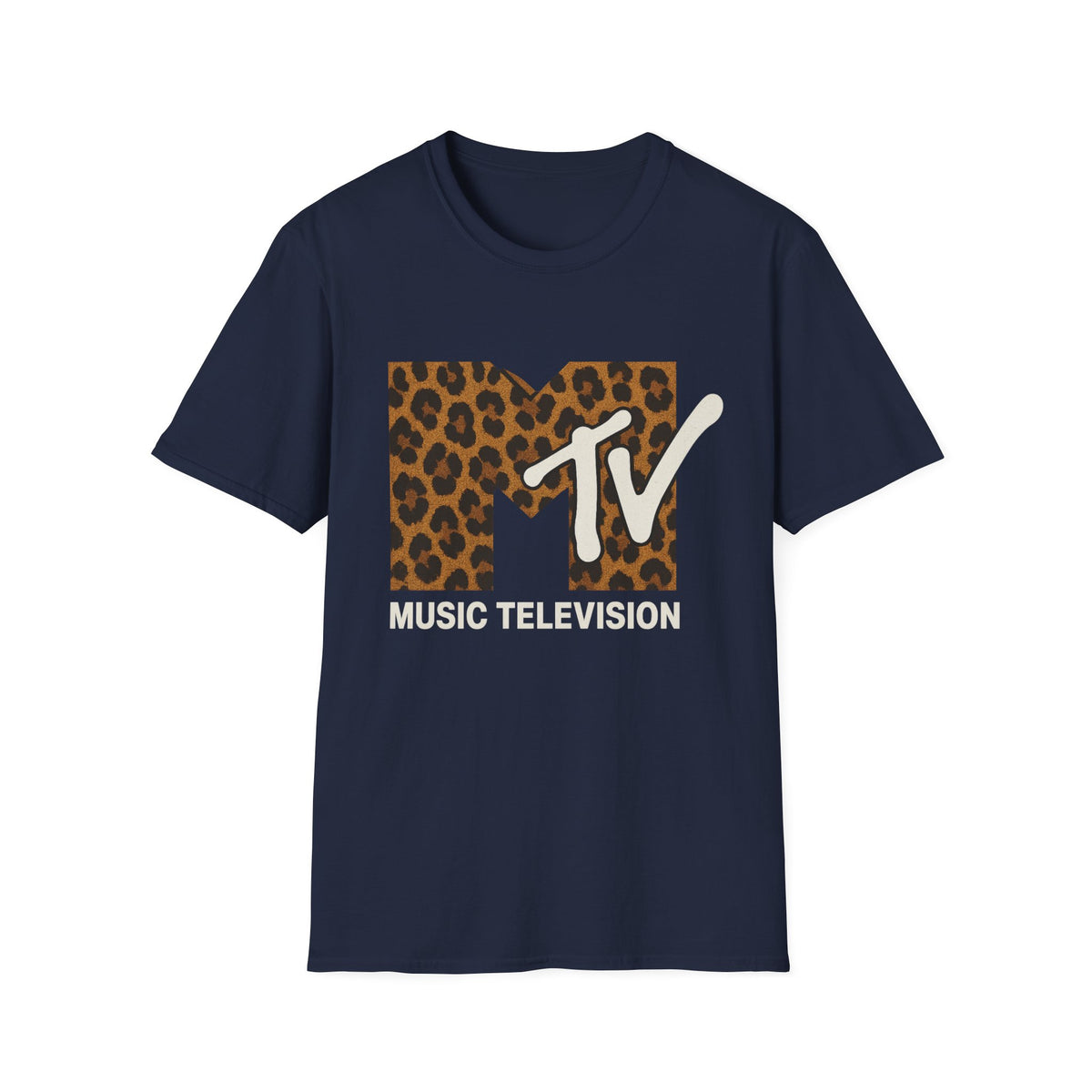 Vintage MTV T-Shirt mit Leopardenmuster, Retro-Musik- und Fernseh-Look der 80er und 90er Jahre, Unisex-Rock-Shirt mit Tiermotiv