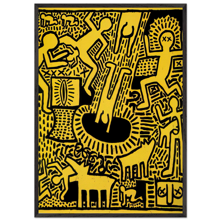 UNTITLED 1981 N1 - Keith Haring 70x100 cm / 28x40 inches Framed Art Print – Black Wooden Frame