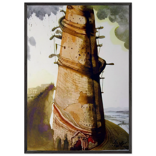 TURRIS BABEL 1967 - Salvador Dali 70x100 cm / 28x40 inches Framed Art Print – Black Wooden Frame