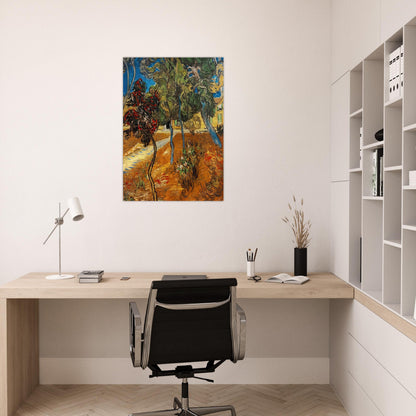 Trees in the Asylum Garden - Vincent van Gogh Brushed Aluminum Print - 70x100 cm / 28x40 inches | Vincent van Gogh Aluminum Print | Vincent van Gogh Prints