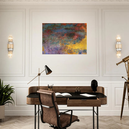 Water Lily Pond, Evening left panel - claude monet Brushed Aluminum Print - 70x100 cm / 28x40 inches | claude monet Aluminum Print | claude monet Prints