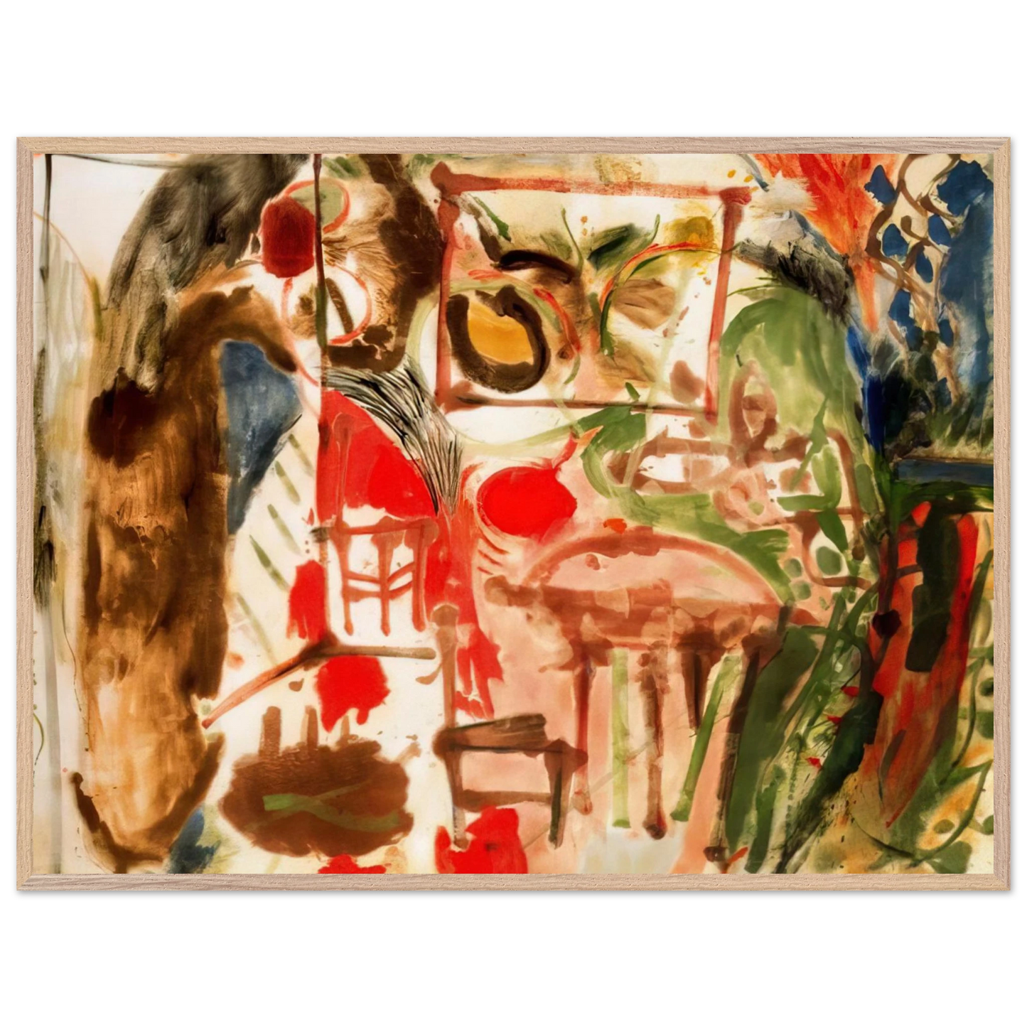 Helen Frankenthaler - Interior - 1957 Wall art - 70x100 cm / 28x40 inches - Premium Wooden Framed Poster With Fine Art Paper-canvas - White frame
