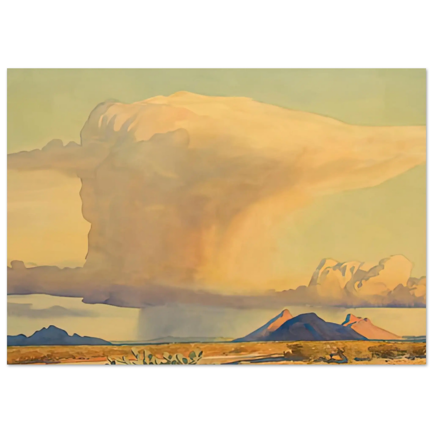 Maynard Dixon - DROUGHT AND DOWNPOUR 1944 Wall art - 30x40 cm / 12x16 Inches - Premium Wooden Framed Poster With Fine Art Paper - White frame