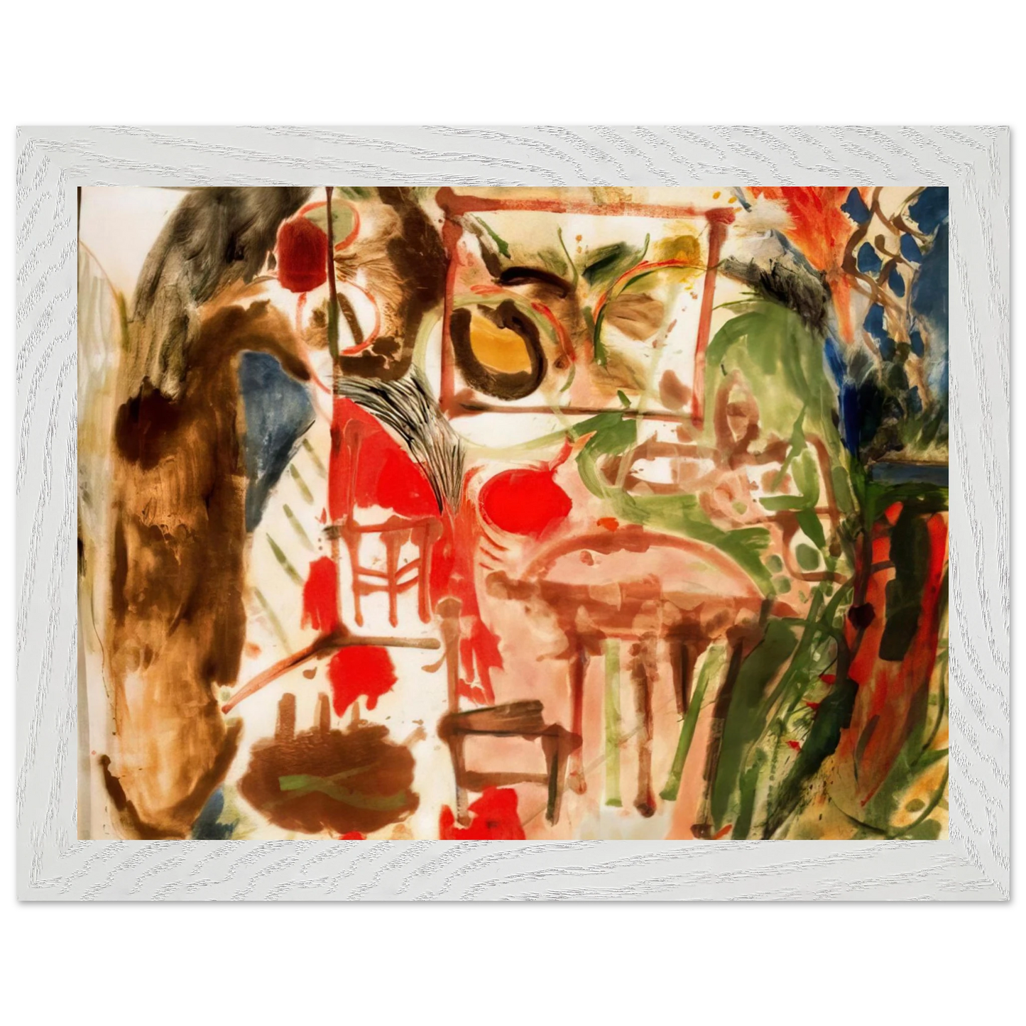 Helen Frankenthaler - Interior - 1957 Wall art - 15x20 cm / 6x8 inches - Premium Wooden Framed Poster With Fine Art Paper-canvas - White frame