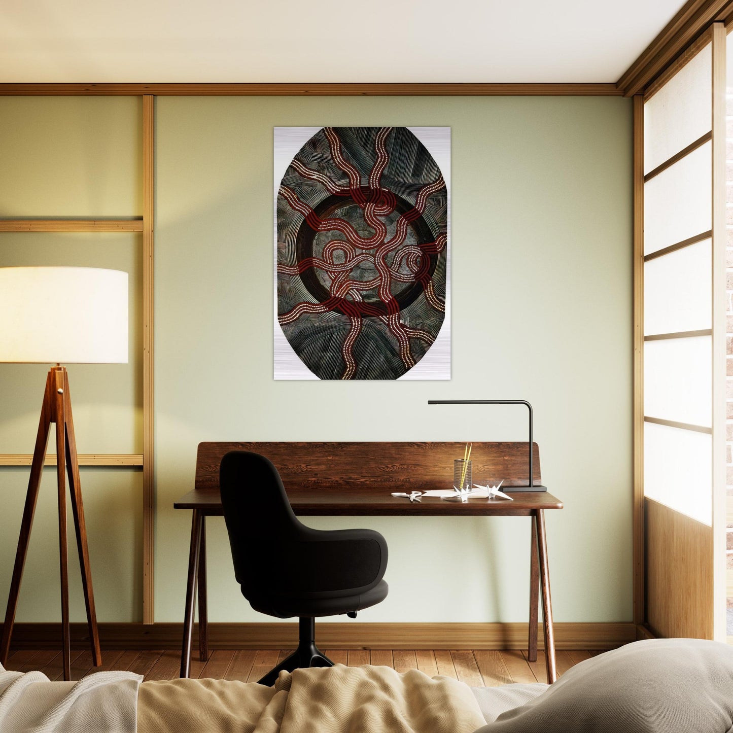 Untitled Snake Dreaming - 1972 - Clifford Possum Tjapaltjarri Brushed Aluminum Print - 70x100 cm / 28x40 inches | Clifford Possum Tjapaltjarri Aluminum Print | Clifford Possum Tjapaltjarri Prints