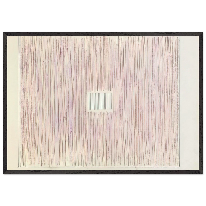 Untitled Pink Stripes-Gray Box - 1976 - Gene Davis 70x100 cm / 28x40 inches Framed Art Print – Black Wooden Frame