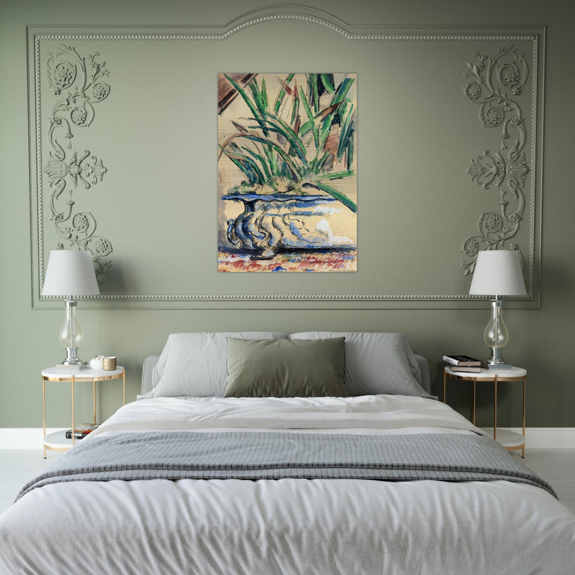 Blue Flowerpot - Paul Cézanne Brushed Aluminum Print - 70x100 cm / 28x40 inches | Paul Cézanne Aluminum Print | Paul Cézanne Prints