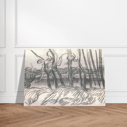 A Row of Bare Trees - Vincent van Gogh Brushed Aluminum Print - 70x100 cm / 28x40 inches | Vincent van Gogh Aluminum Print | Vincent van Gogh Prints