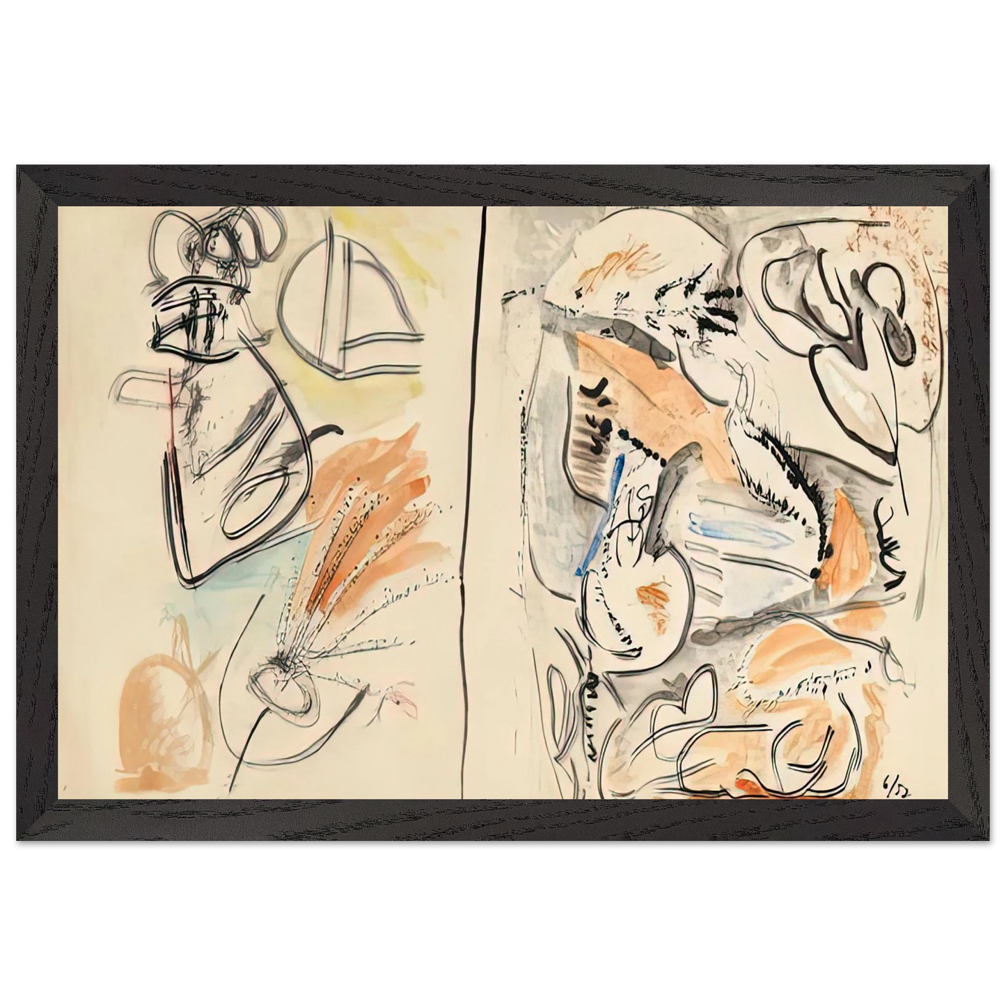 Helen Frankenthaler - Window Shade No. 2, 1952- Wall Art - 60x80 cm / 24x32 inches - Premium Wooden Framed Poster With Fine Art Paper-canvas - White frame