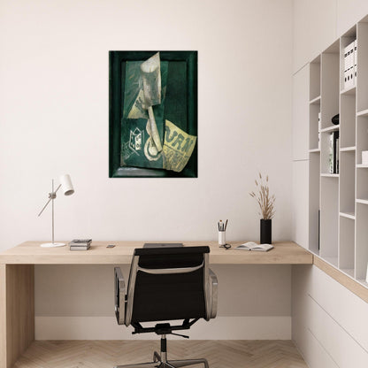 Glass and newspaper - Pablo Picasso Brushed Aluminum Print - 70x100 cm / 28x40 inches | Pablo Picasso Aluminum Print | Pablo Picasso Prints