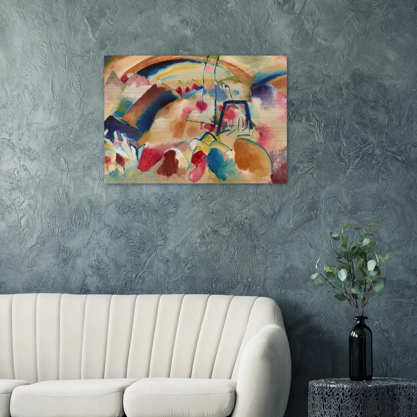 LANDSCAPE WITH CHURCH 1913 - Wassily Kandinsky Brushed Aluminum Print - 70x100 cm / 28x40 inches | Wassily Kandinsky Aluminum Print | Wassily Kandinsky Prints